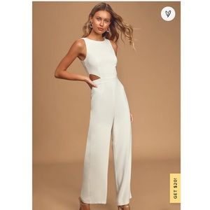Lulu’s white wide-leg cutout jumpsuit- size M